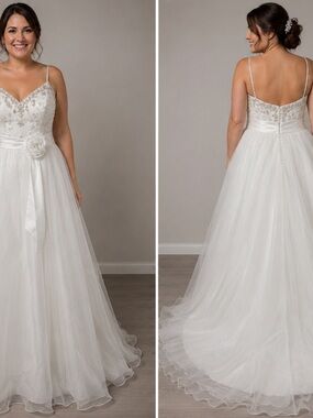Impressions White Spaghetti Strap Bridal Bodice with Lace Trim